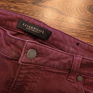 Liverpool Burgundy Denim Jeans Size 10  Straight Leg  Slim Ankle Desert Inspired